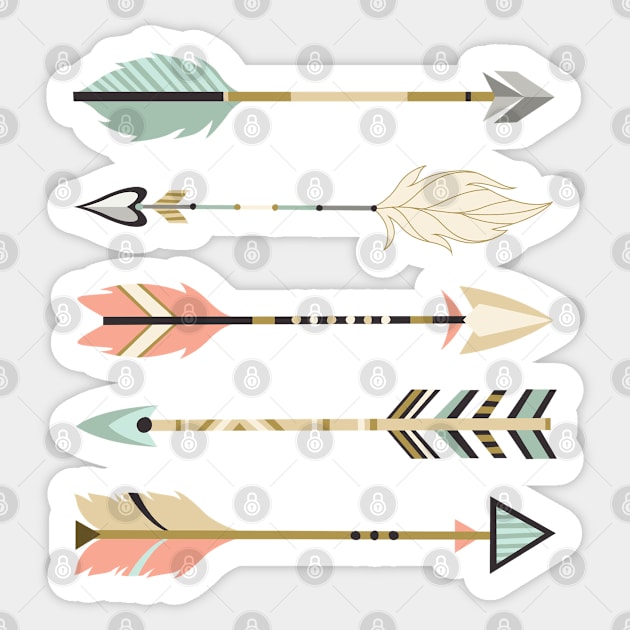 Boho Feather Arrows Stack Sticker by figandlilyco